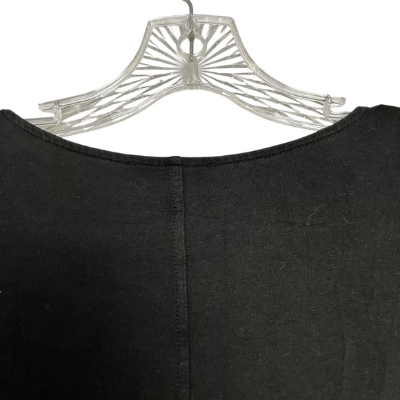 EILEEN FISHER Black Tencel Lyocell Short Sleeve Crew Neck Pockets Midi Dress M - Picture 6 of 7